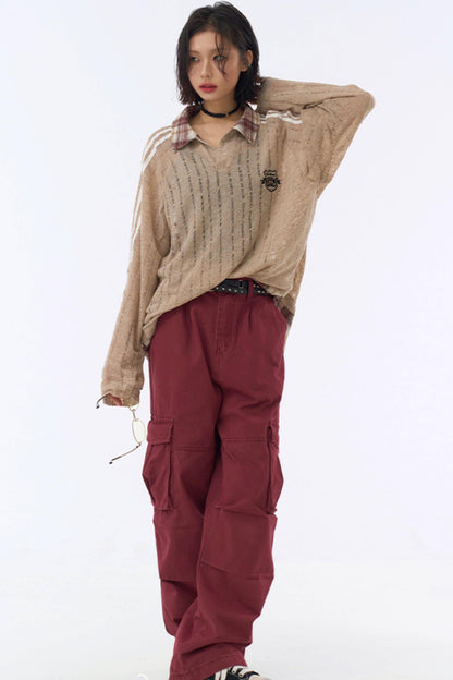 Plaid Sheer Sweatshirt