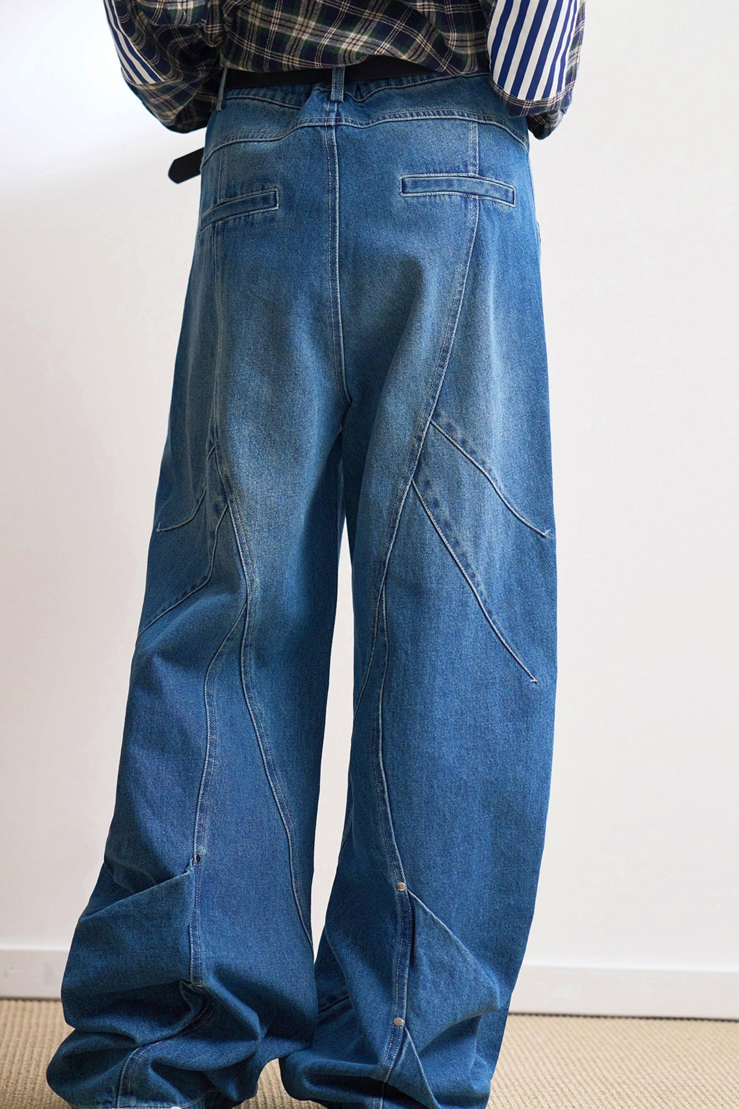 ステートメントリップドワイドレッグジーンズ