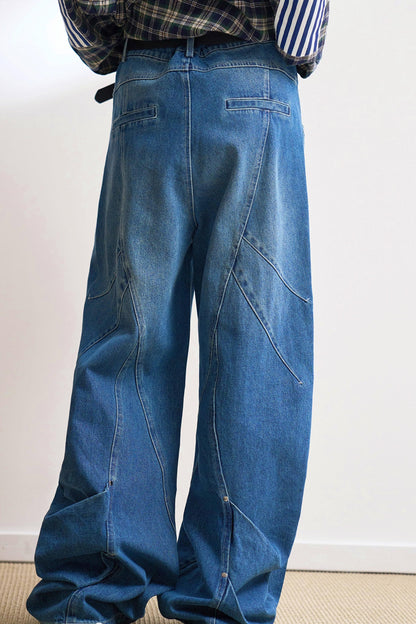 ステートメントリップドワイドレッグジーンズ