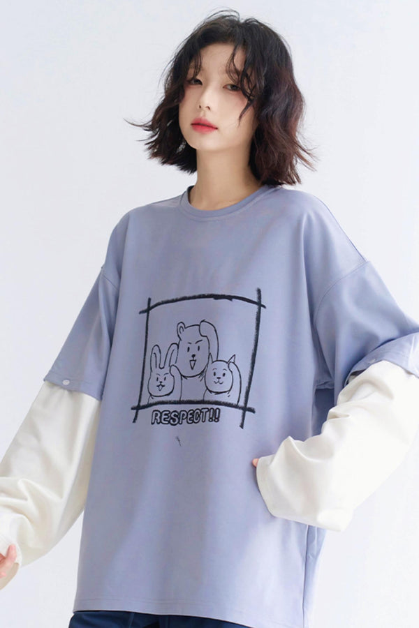 Relaxed Fit Round Neck Layered T-Shirt