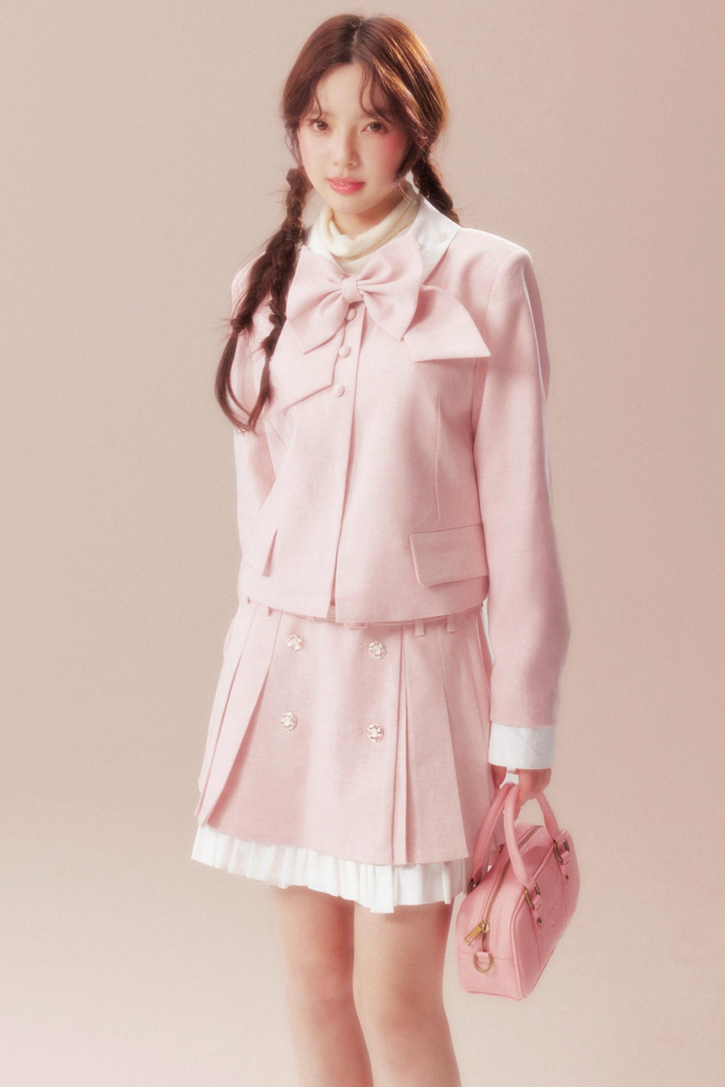Eden Garden Pink Jacket + High Waist A-line Skirt