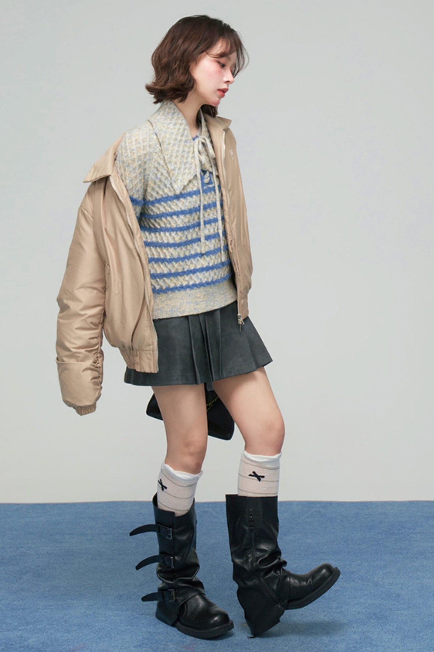 カラーブロックボーダーニット