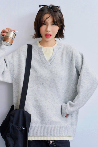 Color block knit sweatshirt
