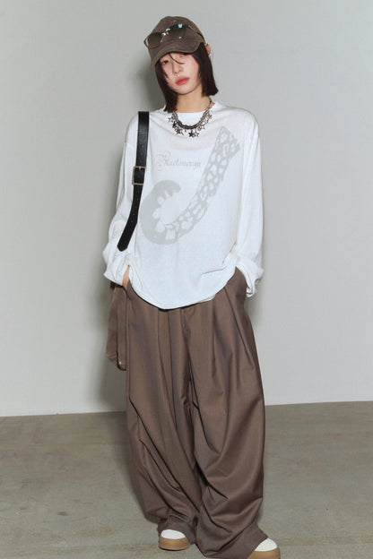 重力高腰阔腿裤