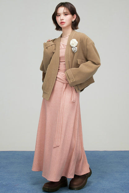 スイートロングニットドレス