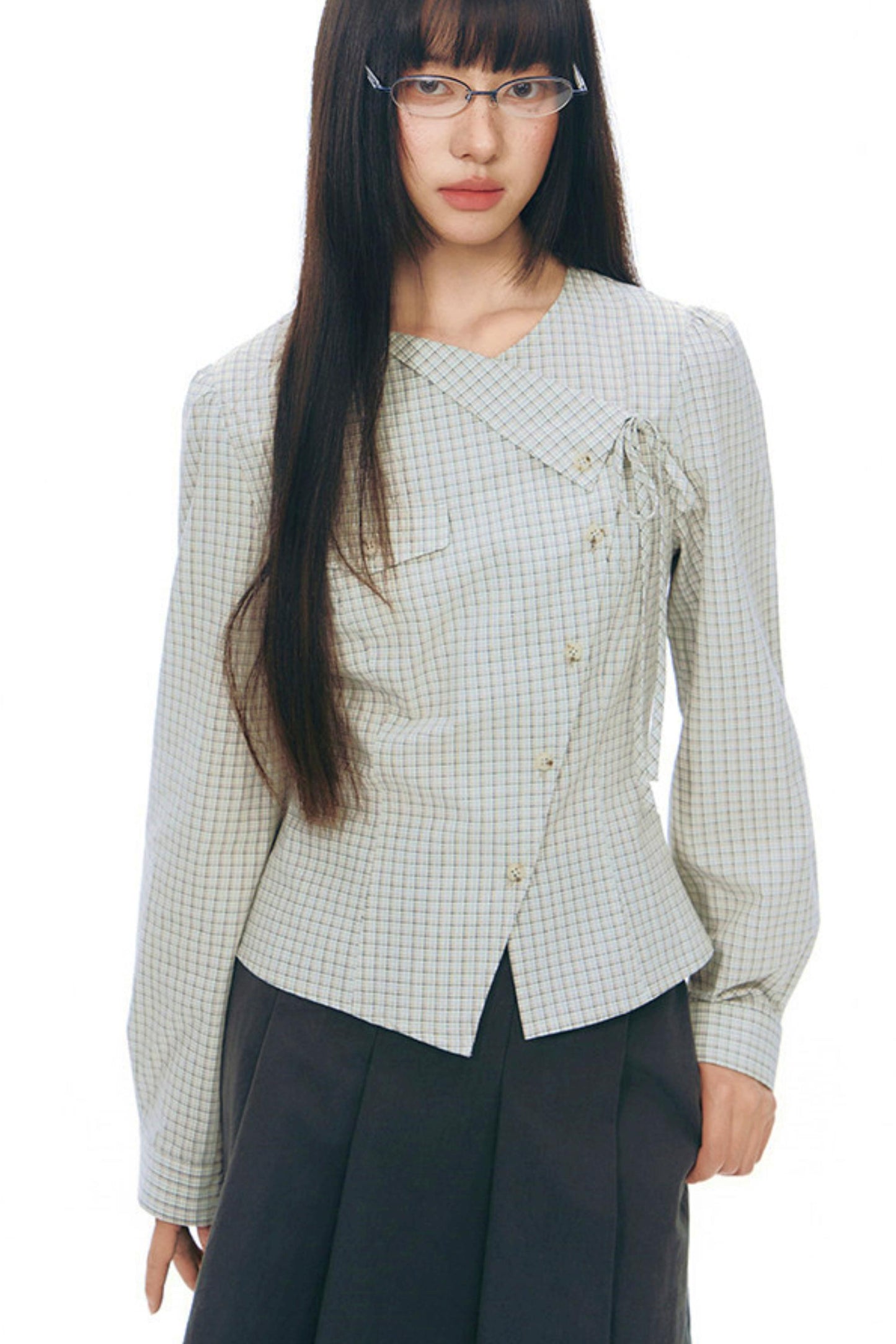 Y2Kリトルチェックドシャツ+スカート