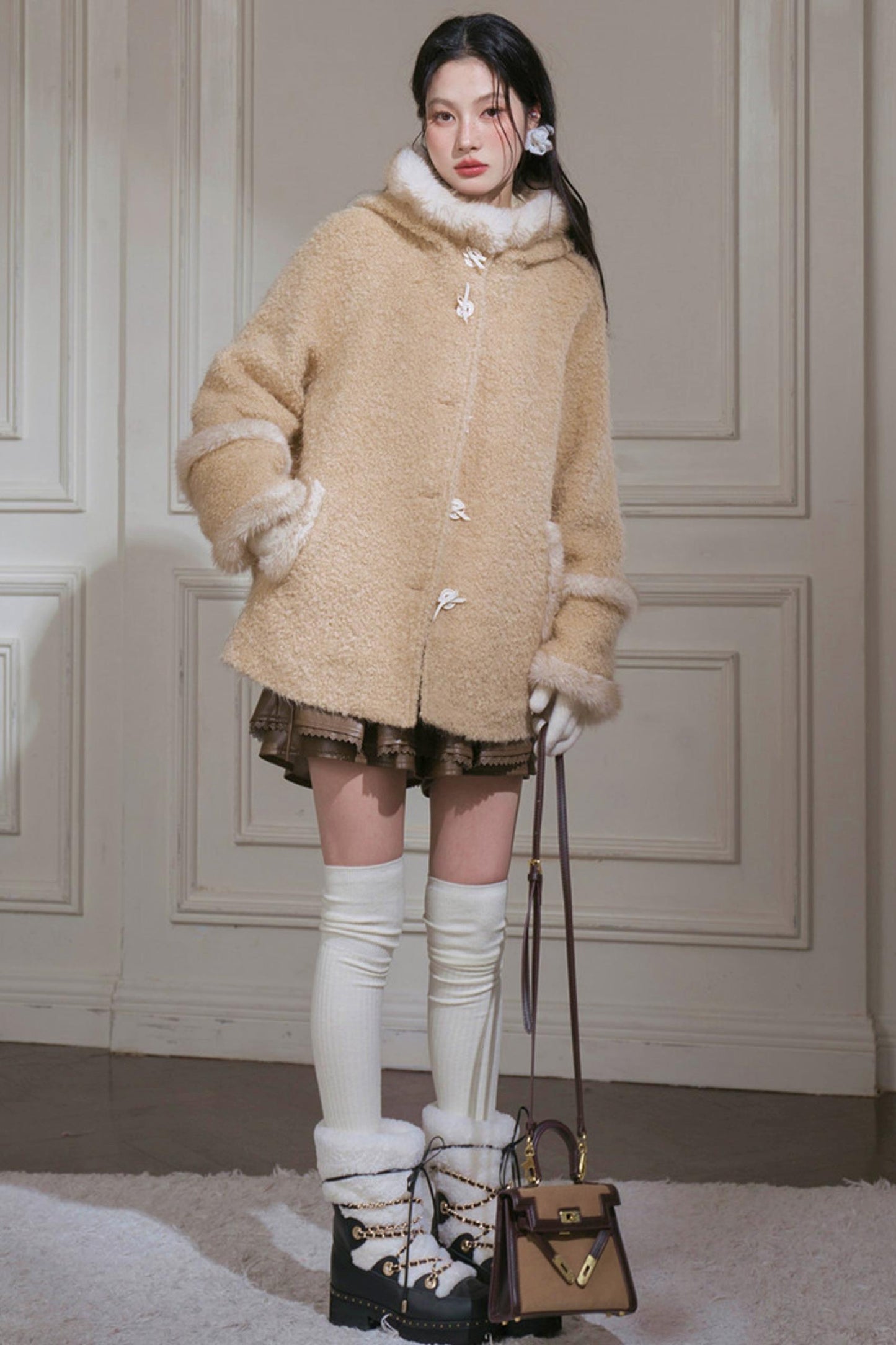 French Sweet Fur Hooded Coat