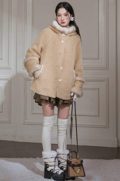 French Sweet Fur Hooded Coat