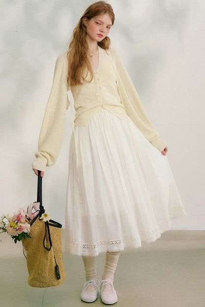 コットンレースチェックスカート