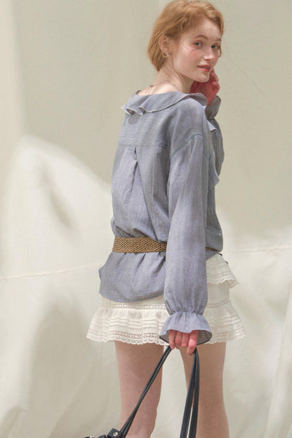 Ruffled V-Neck Blouse