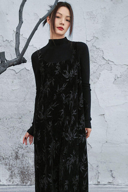 シェニールダークパターンドレス