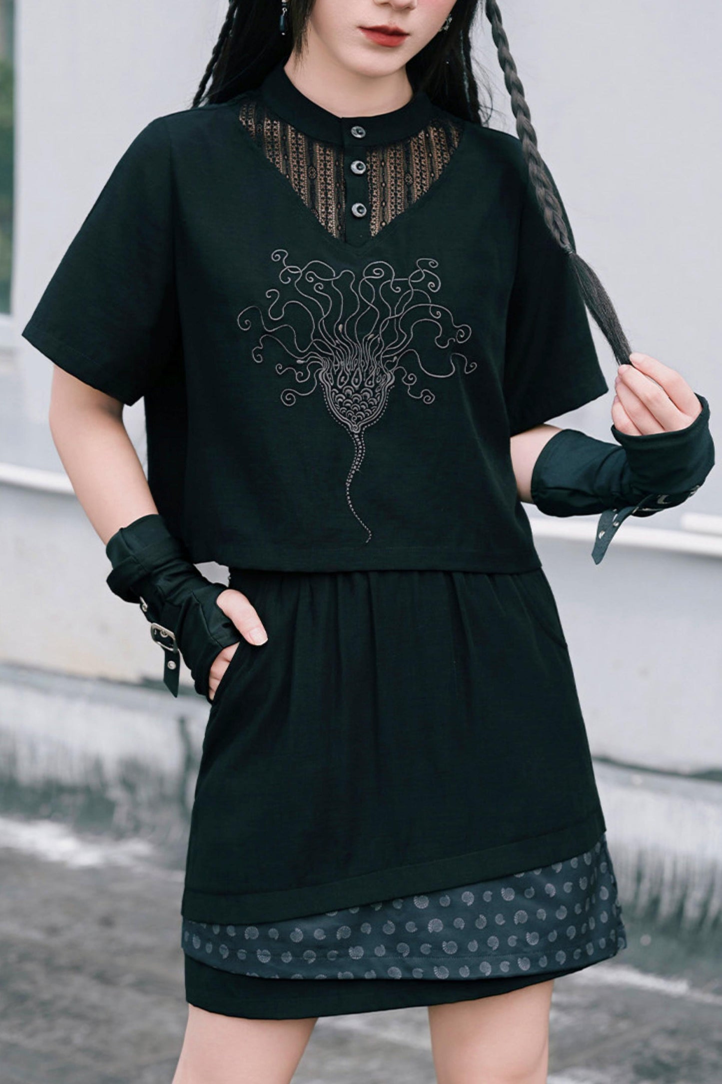 深海刺繍ダークドールセットアップ