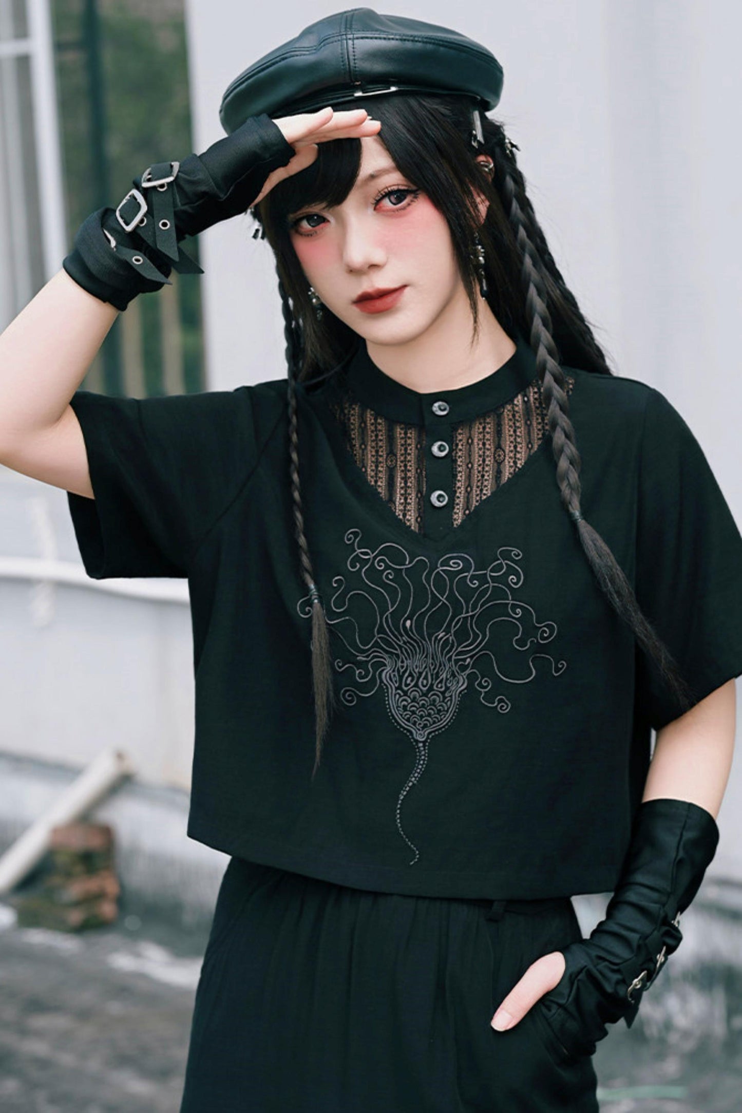 深海刺繍ダークドールセットアップ