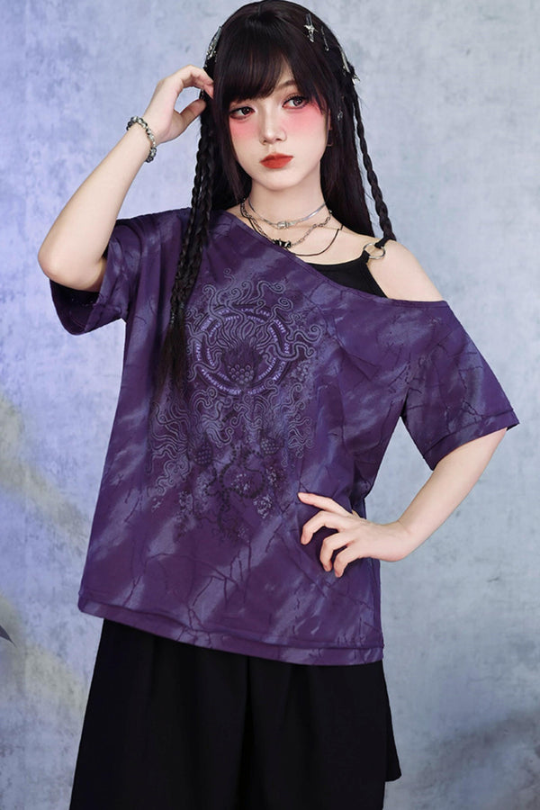 Purple Decadent One-Shoulder Dark T-Shirt
