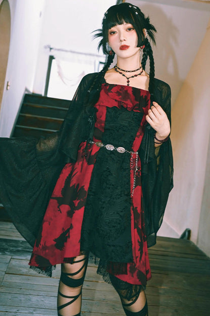 Dunkelkrähen-Chiffonkleid