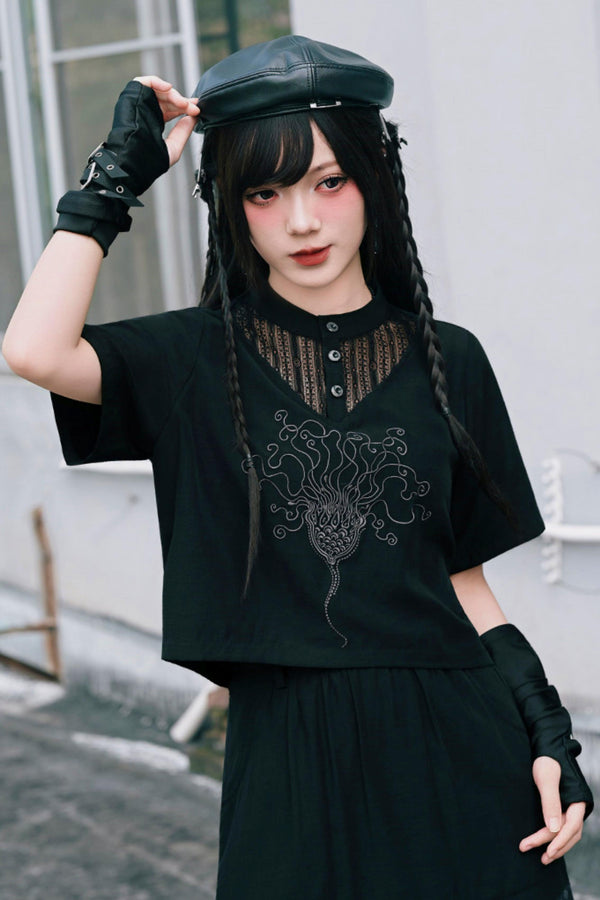 深海刺繍ダークドールセットアップ