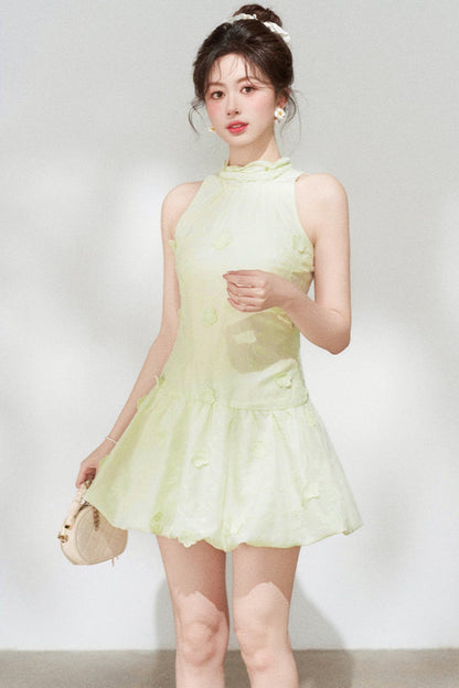 Jacquard-Halterkleid mit Blumenmuster