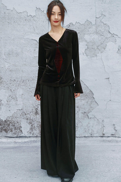 ゴシックベルベットベルスリーブブラウス