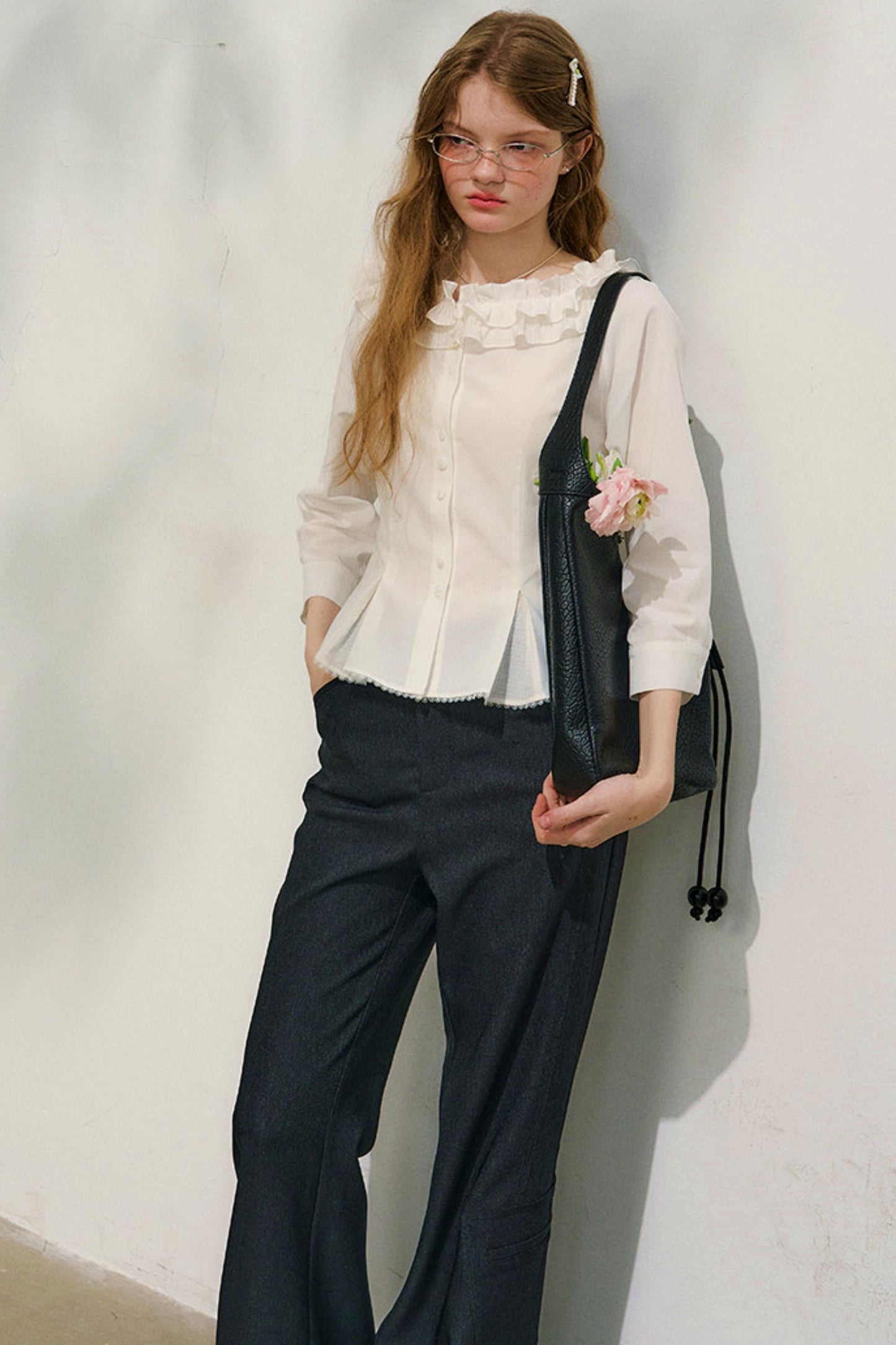 러브 프릴 레이스 블라우스