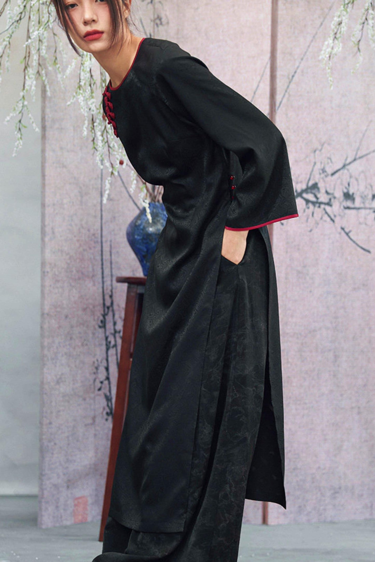 Jacquard Chinese-Style Long Shirt