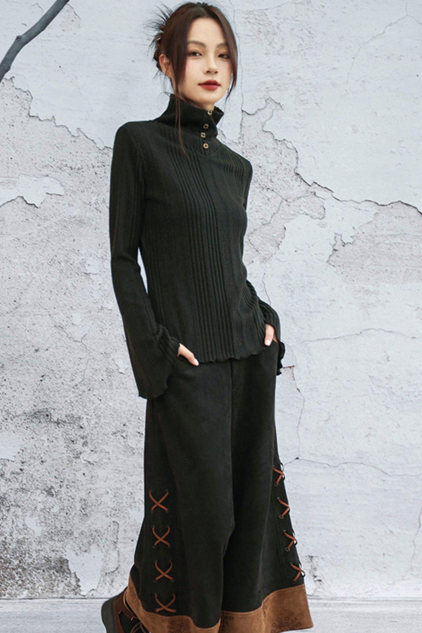 トゥーウェイカラーニットトップ