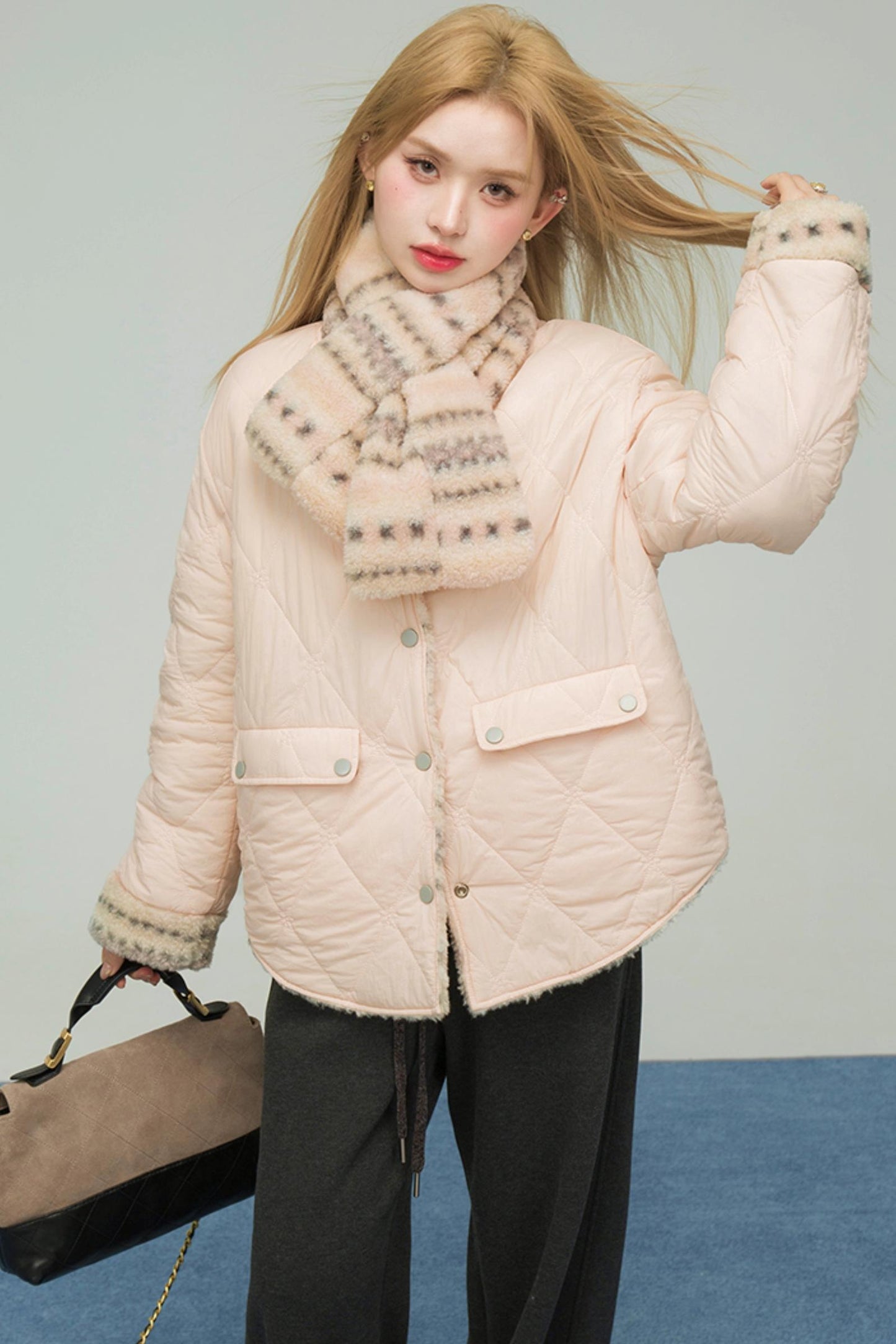 ローズピンクリバーシブルコットンジャケット