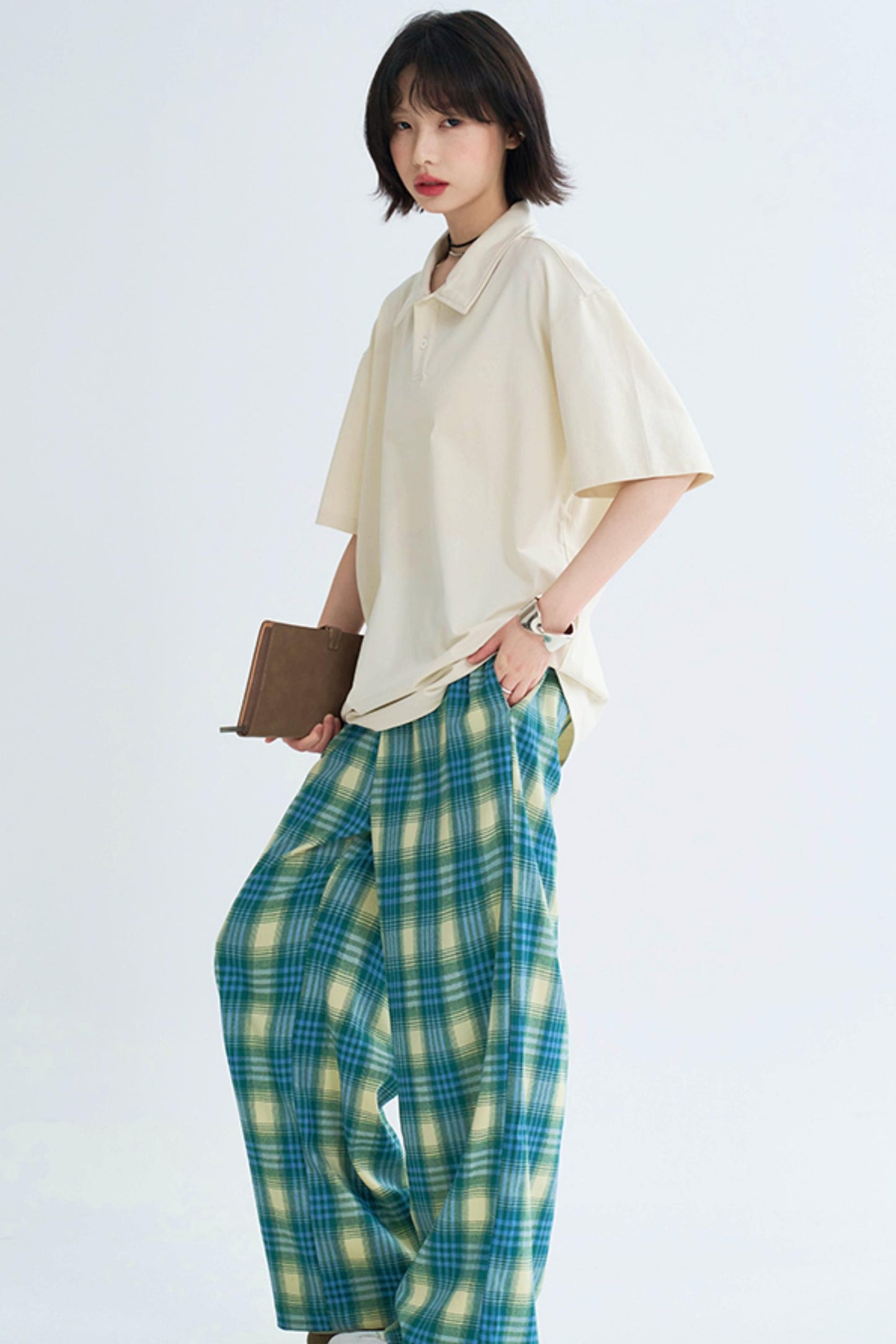 Minimalist Solid Polo Neck Top