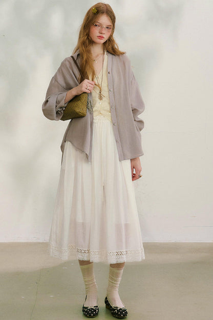 コットンレースチェックスカート