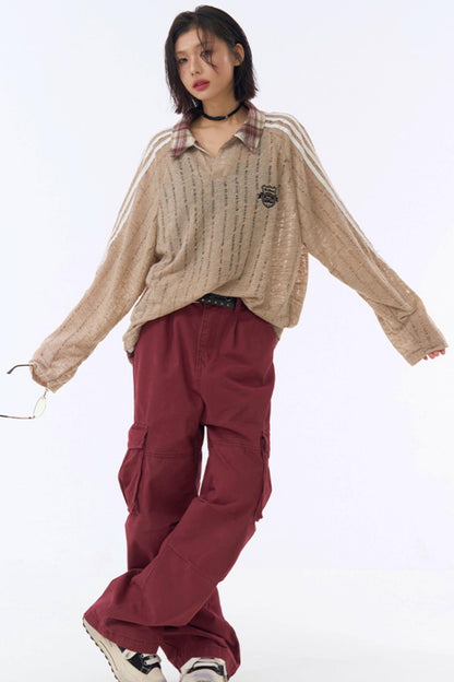 Plaid Sheer Sweatshirt