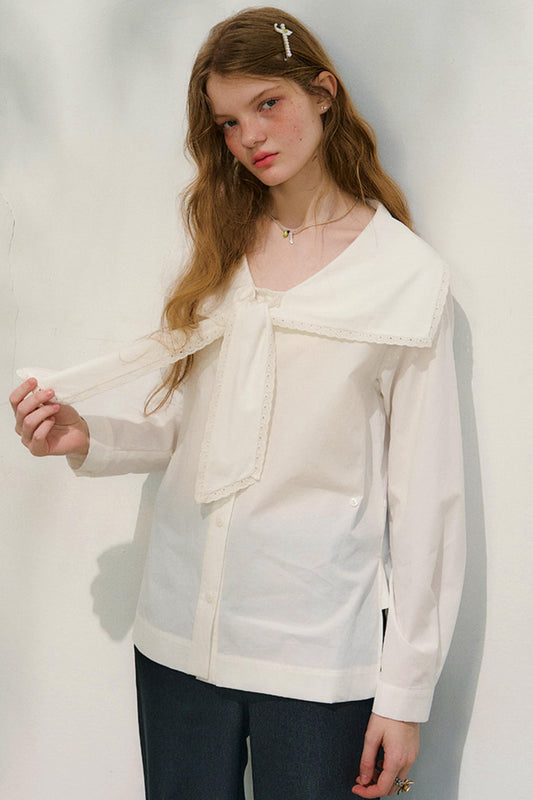 프렌치 세일러 칼라 블라우스