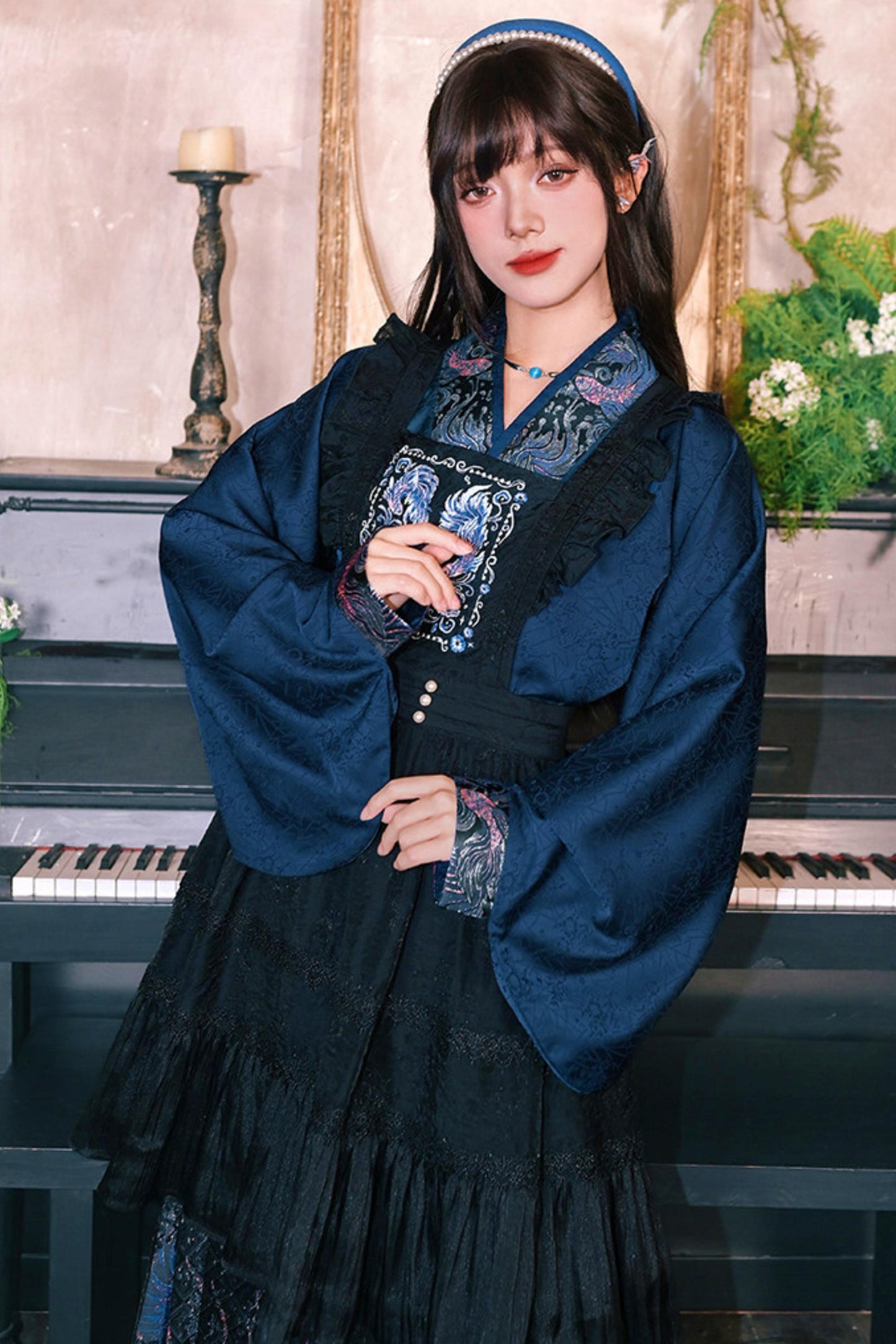 金色梭织汉服衬衫