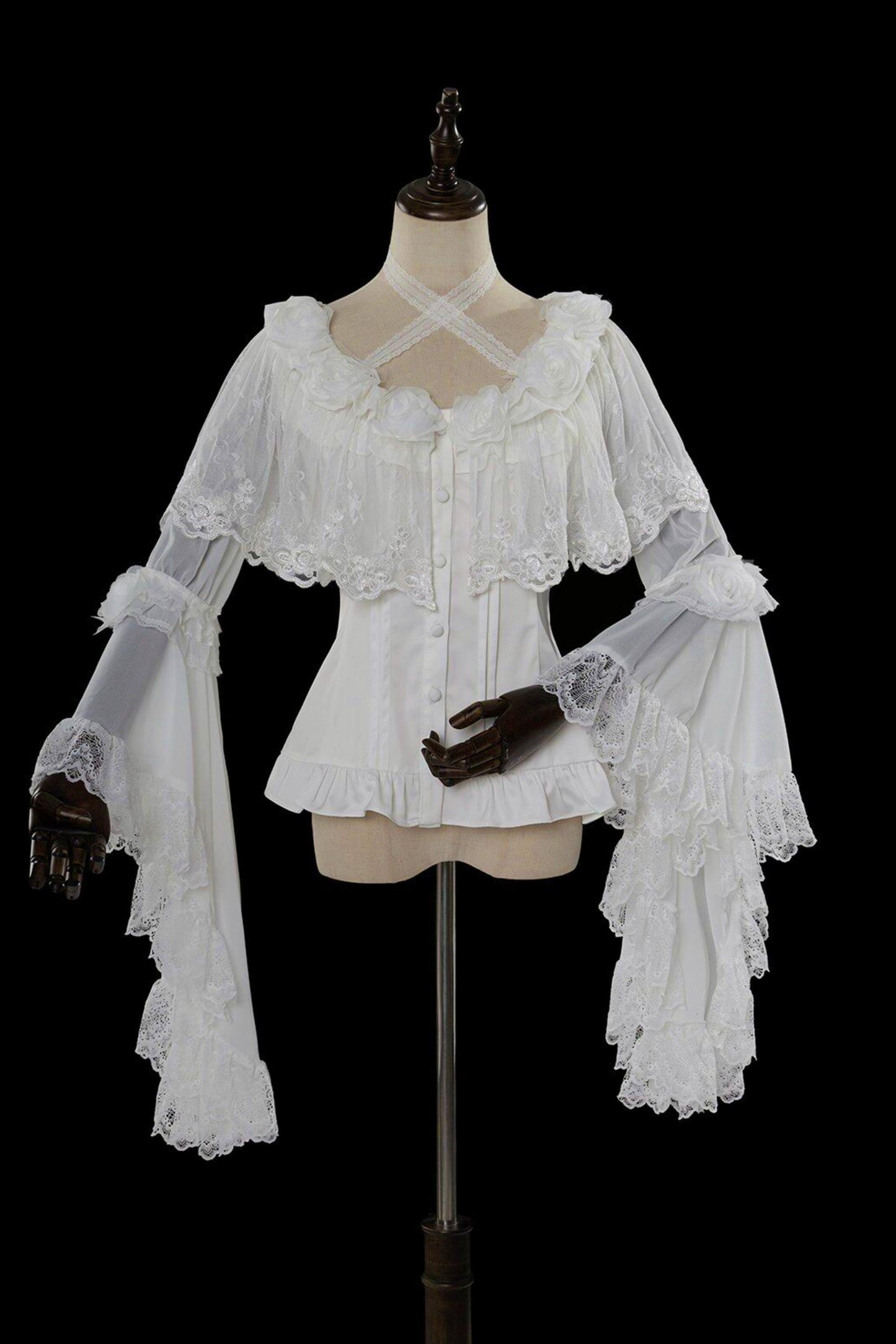 Decadent Gothic Lace Princess-Sleeve Top