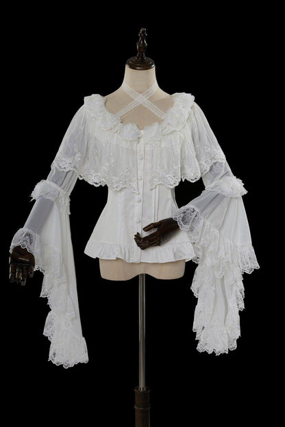 Decadent Gothic Lace Princess-Sleeve Top