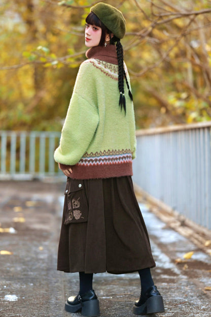 Faux Fur Jacquard Sweater