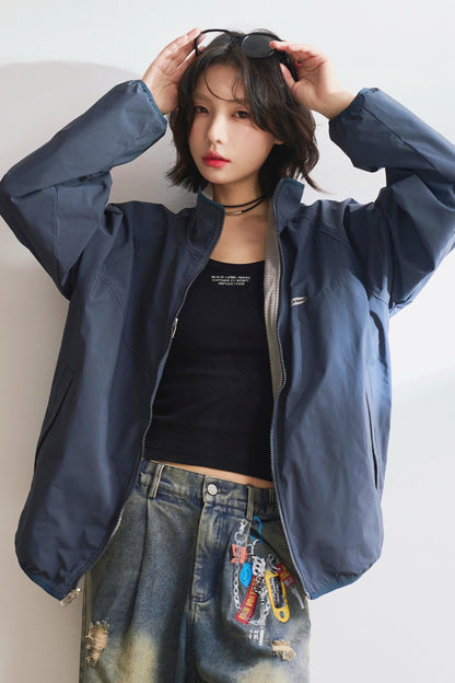 リバーシブルスタンドカラールーズジャケット