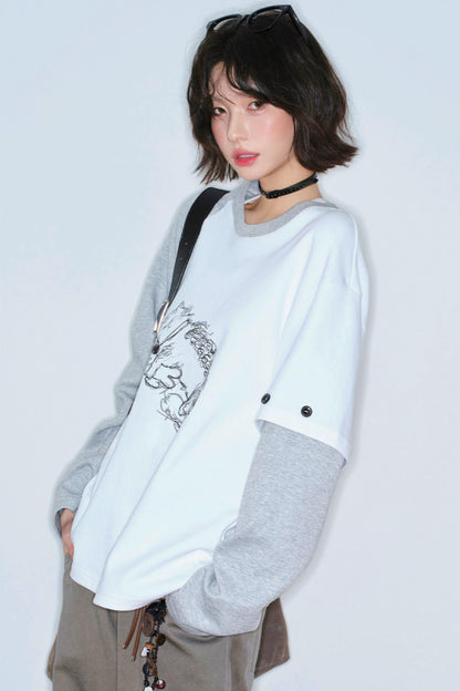 Gravity Cat Patchwork Top