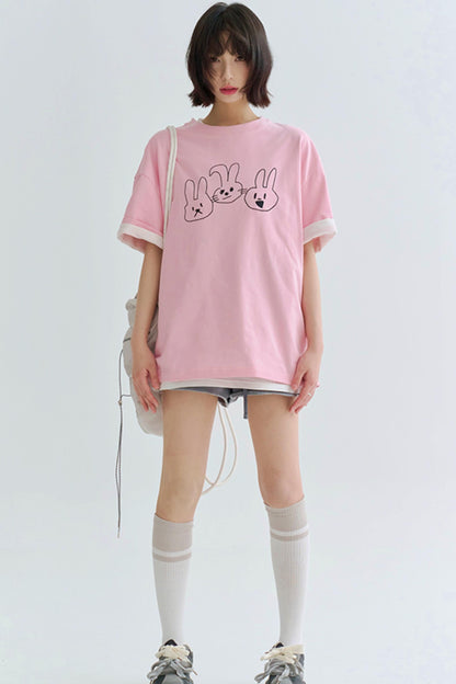 T-shirt doux à imprimé cordon