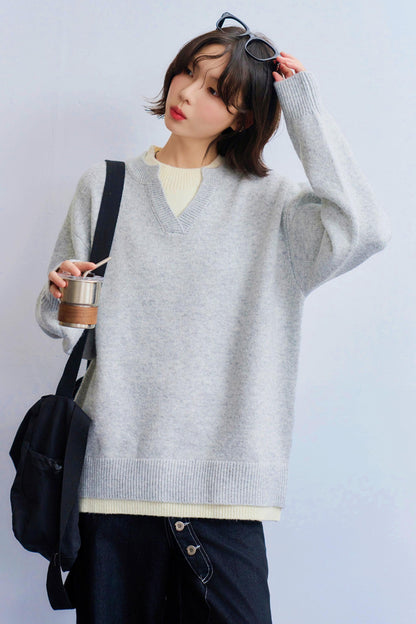 Color block knit sweatshirt