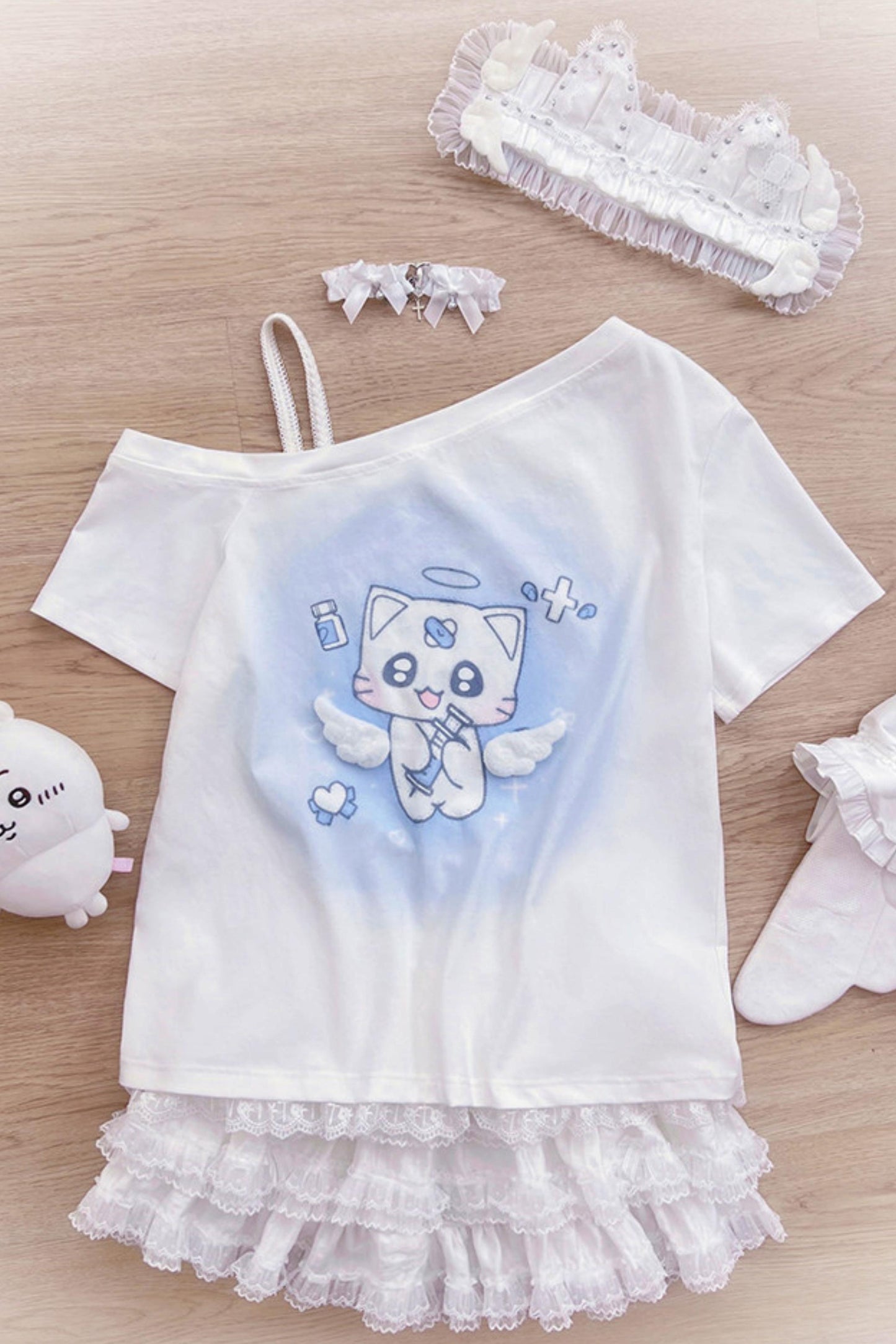 【天使界隈】エンジェルナースキャットTシャツ