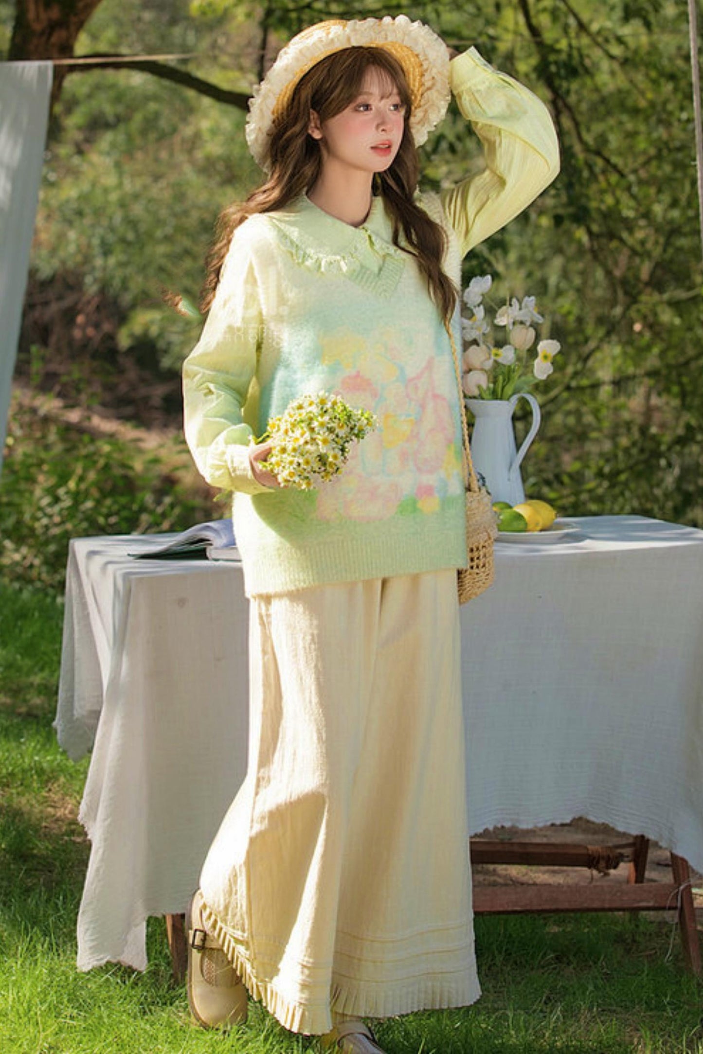 포레스트 돌 칼라 블라우스