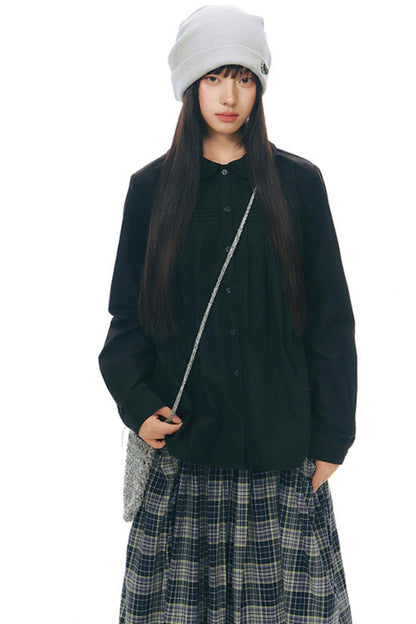 ドールカラープリーツコットンブラウス