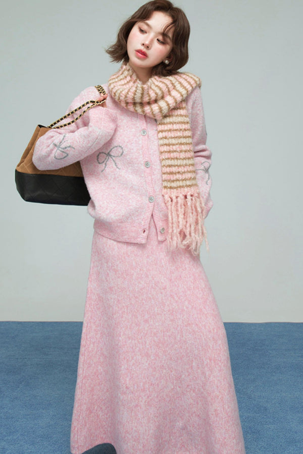 スウィートジャカードニットカーディガンセット