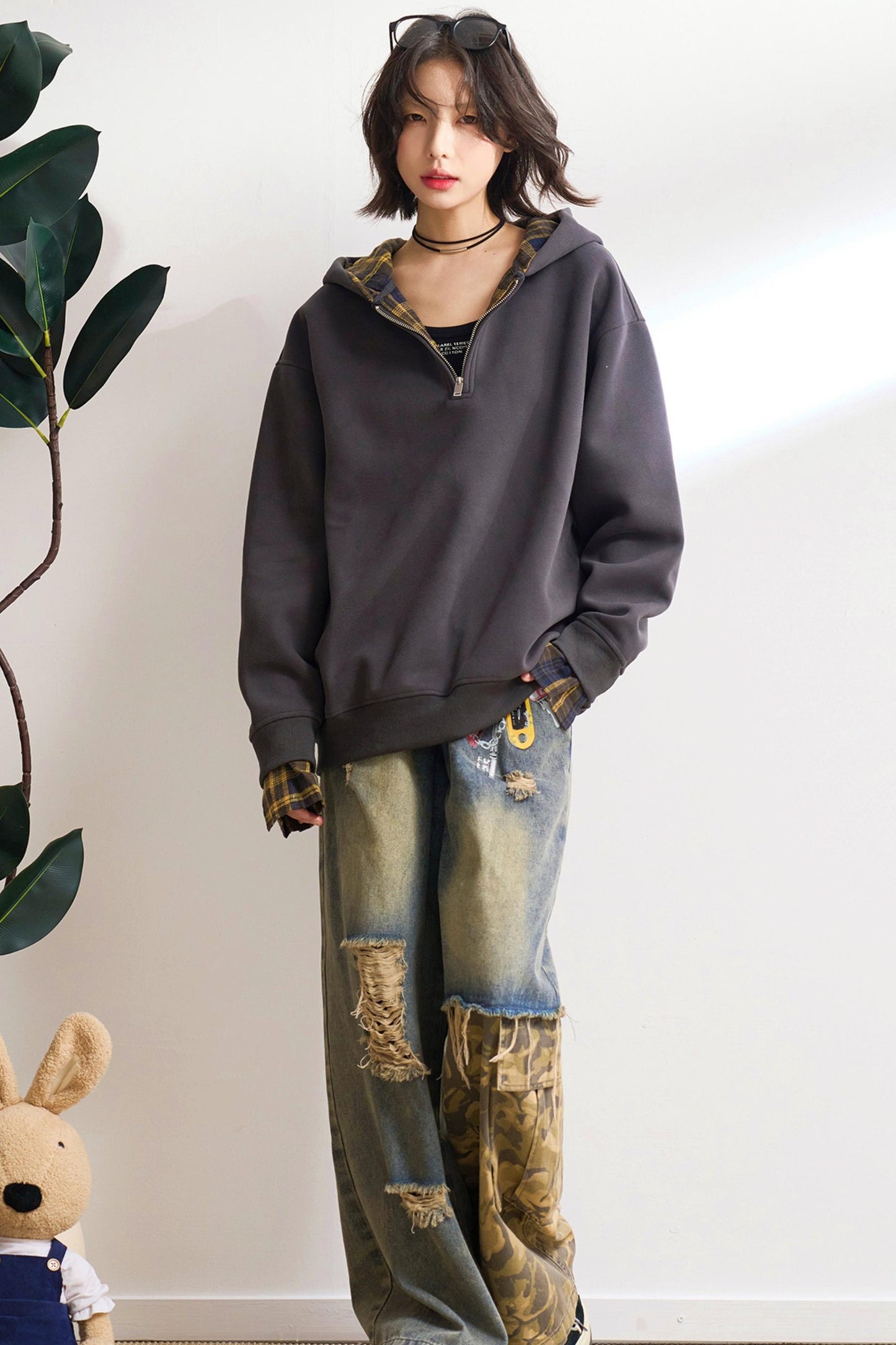 ステートメントパッチワークカモジーンズ