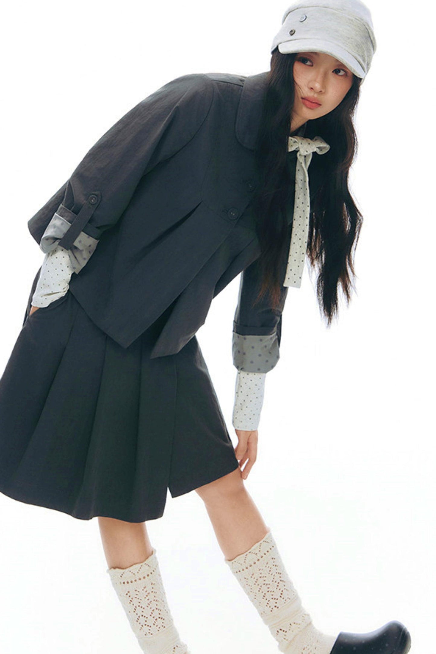 プリーティッドエーラインミディスカート