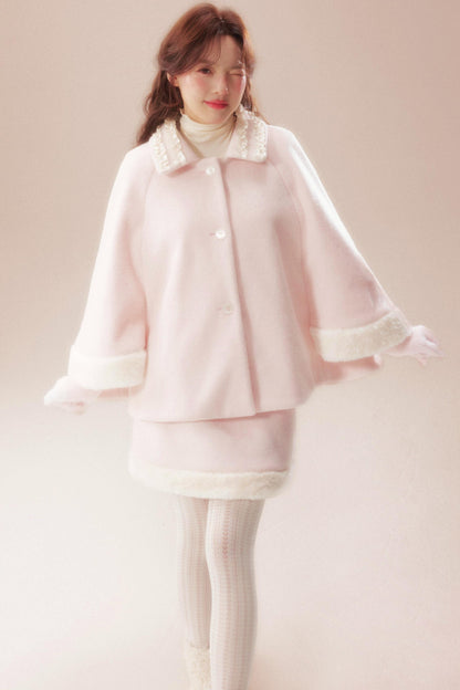 スイートコート+ハイウエストスカート+ニットスカーフ