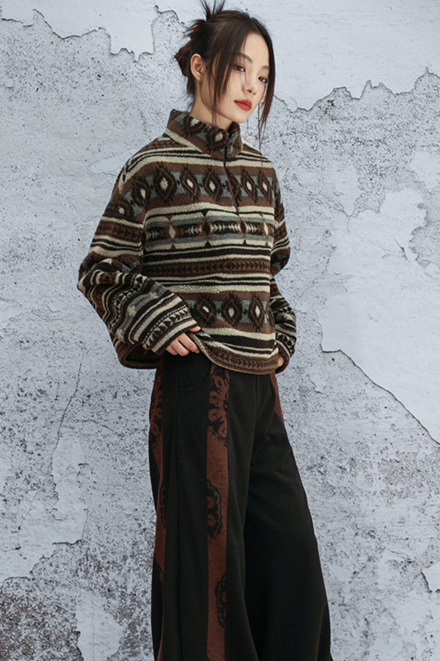 ラムウールジオメトリックジャケット