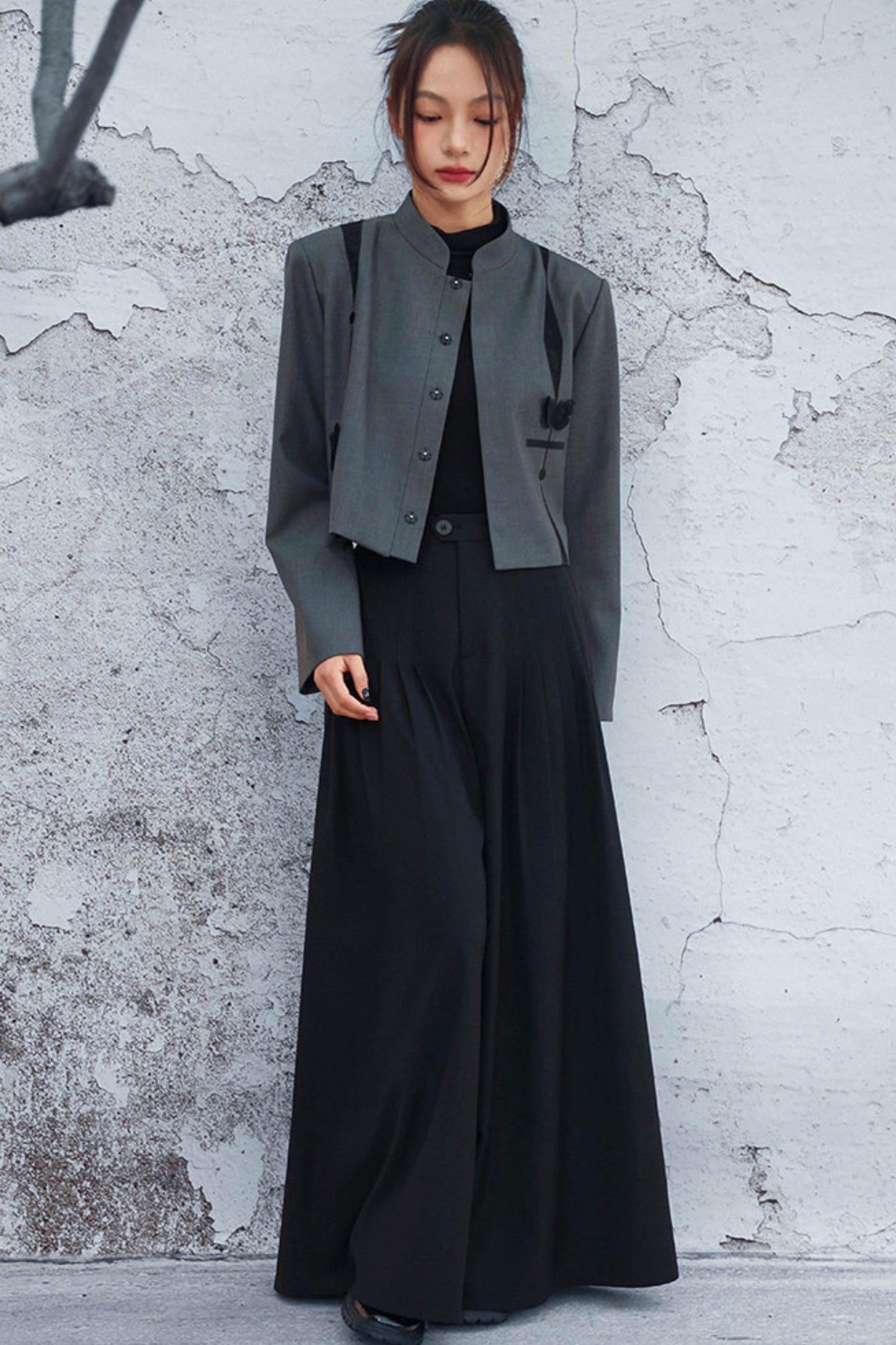 ダークモードワイドレッグパンツ