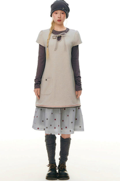 Retro Polka Dot Midi Skirt