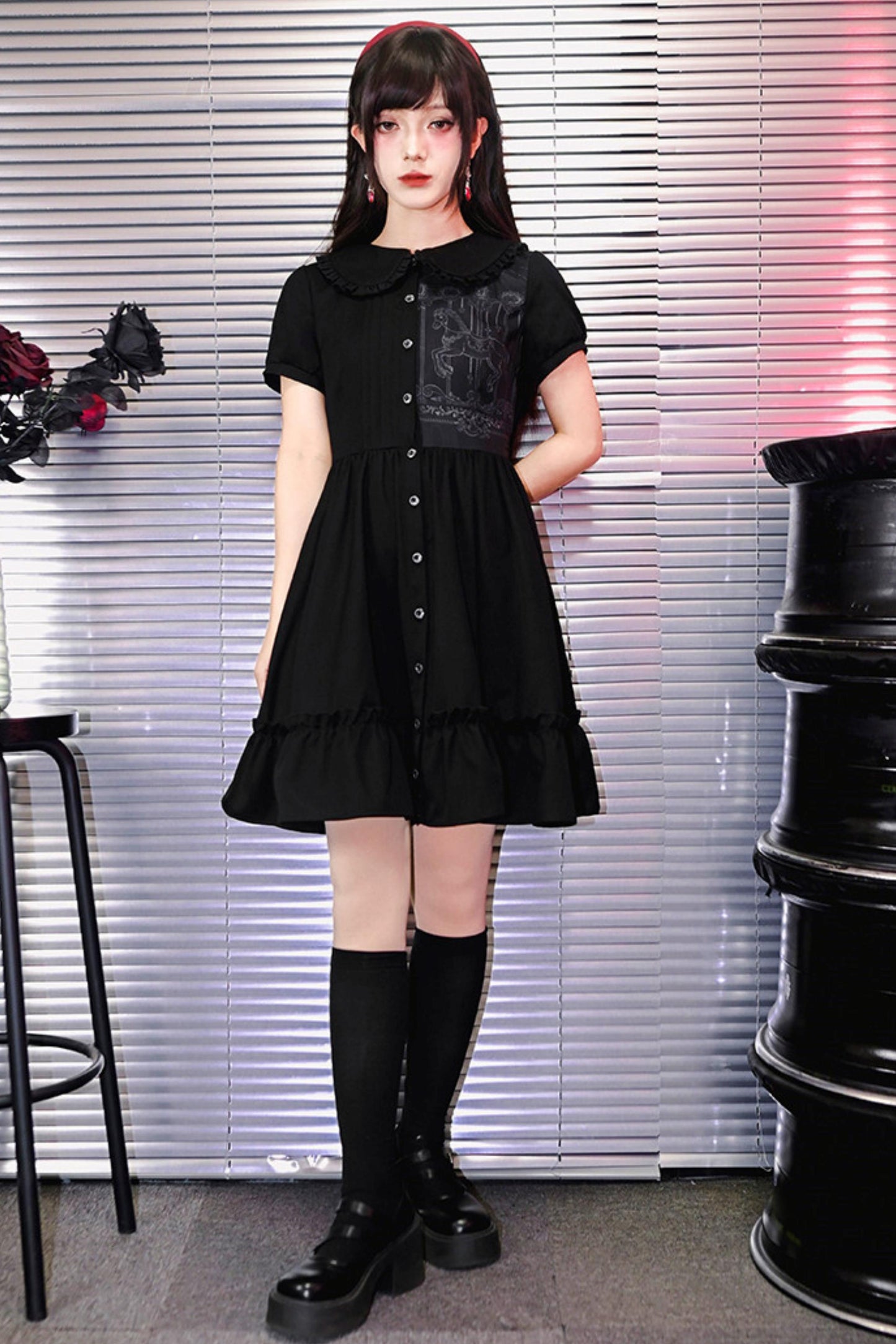 Black Lace Shirt Dress