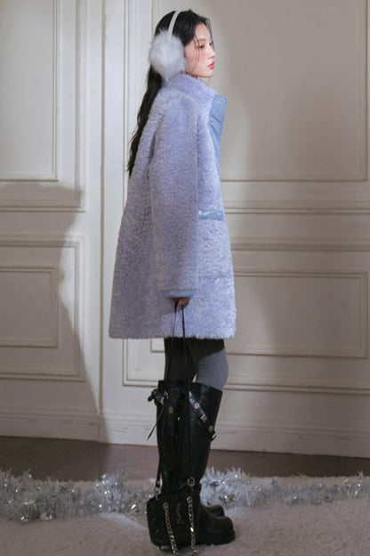 Matte Fleece Stand Collar Coat